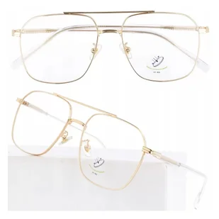 Pilotki Złote druciane okulary zerówki filtr Blue Light do komputera 25108A - Okulary korekcyjne, oprawki, szkła - miniaturka - grafika 1