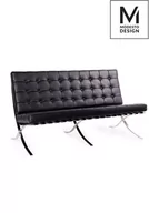 Sofy i kanapy - Modesto Design MODESTO Sofa BARCELON czarna - ekoskóra, chrom T03-2.BLACK.PU - miniaturka - grafika 1