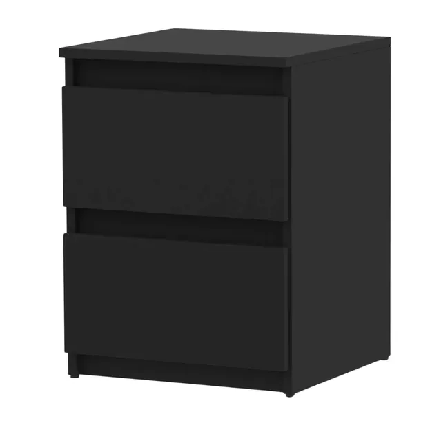 Szafka Nocna Czarna 40cm 2 Szuflady Duży Wysoki Stolik Nocny Nakastlik Loft