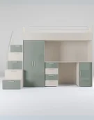 Krzesełka i taborety dla dzieci - Meblościanka Raj 4 kaszmir połysk - pokój dziecięcy, młodzieżowy z materacem i stelażem kaszmir + zielony - miniaturka - grafika 1