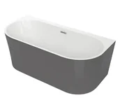 Wanny - Wanna przyścienna Polimat Sola 160x75 cm owalna grafitowy połysk 00171 - miniaturka - grafika 1