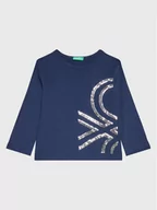 Bluzy dla chłopców - United Colors Of Benetton Bluzka 3ATNC108H Granatowy Regular Fit - miniaturka - grafika 1