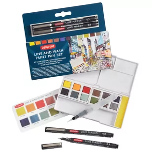 Zestaw Farb + Cienkopisy Line&Wash Derwent - Farby i media malarskie - miniaturka - grafika 1