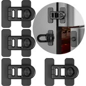 Zawiasy, okucia i inne akcesoria - Blokada drzwi lodówki zabezpieczająca przed dziećmi (4 sztuki), do lodówek, zamrażarek i szafek, klejona, bez narzędzi i wiercenia (czarna) - miniaturka - grafika 1
