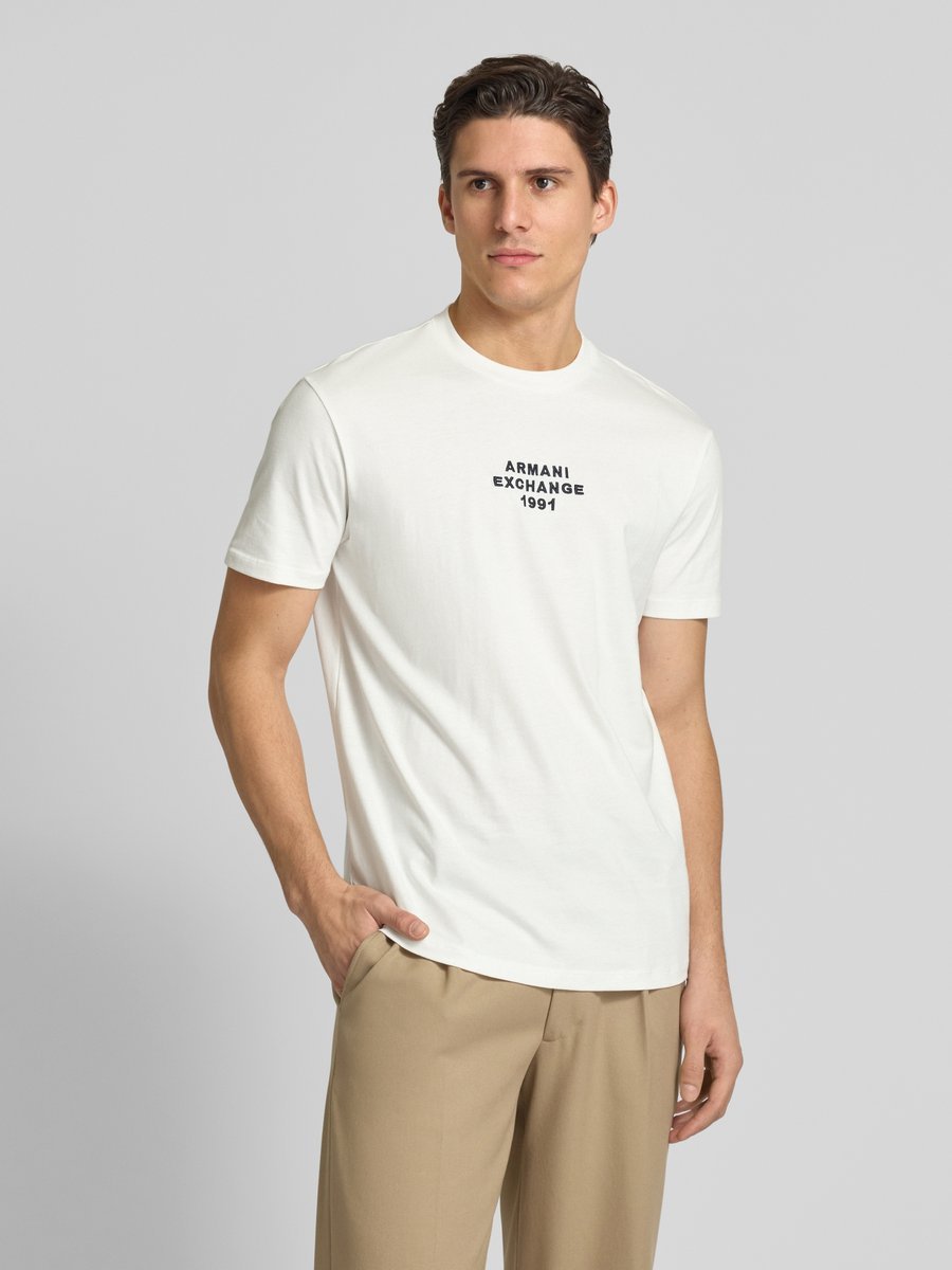 ARMANI EXCHANGE KLASYCZNY BIAŁY T SHIRT Z NAPISEM 1991 L 17CA