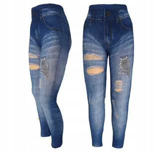 Bawełniane Leginsy Jeans Spodnie Modne Wzory Dziury Wysoki Stan Wiosenne - Legginsy - miniaturka - grafika 1