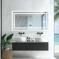 Lustra - WISFOR Lustro łazienkowe LED z głośnikiem Bluetooth, lustro łazienkowe 120x60cm z oświetleniem 3 kolory światła, lustro ścienne LED ściemniane bez mgły - miniaturka - grafika 1