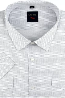 Koszule męskie - Duża Koszula Męska Codzienna Bawełniana Przewiewna Casual biała w kropki z krótkim rękawem Duże rozmiary Laviino N699 (4XL, 48, 182/188) - grafika 1