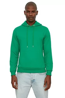 Bluzy męskie - Trendyol Męska bluza z kapturem, zwykła, szmaragdowa, 2XL, zieony (Szmaragdowa zieleń), XXL - grafika 1