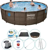 Baseny ogrodowe - Zestaw basenowy - Bestway Power Steel Swim Vista Rund 488x122 cm - miniaturka - grafika 1