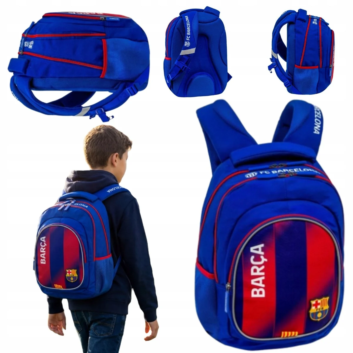 PLECAK SZKOLNY TORNISTER DLA CHŁOPCA KLASA 1-3 FC BARCELONA 28X15X39CM