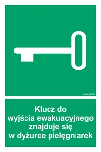 AC066 KLUCZ DO WYJŚCIA EWAKUACYJNEGO ZNAJDUJE SIĘ W DYŻURCE PIELĘGNIAREK, TS - PŁYTA TD FOTOLUMINESCENCYJNA; (200X300MM) - Systemy ekspozycyjne i znaki informacyjne - miniaturka - grafika 1