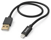Kable USB - Hama Fabric USB-A - Lightning, nylonowy, czarny - miniaturka - grafika 1
