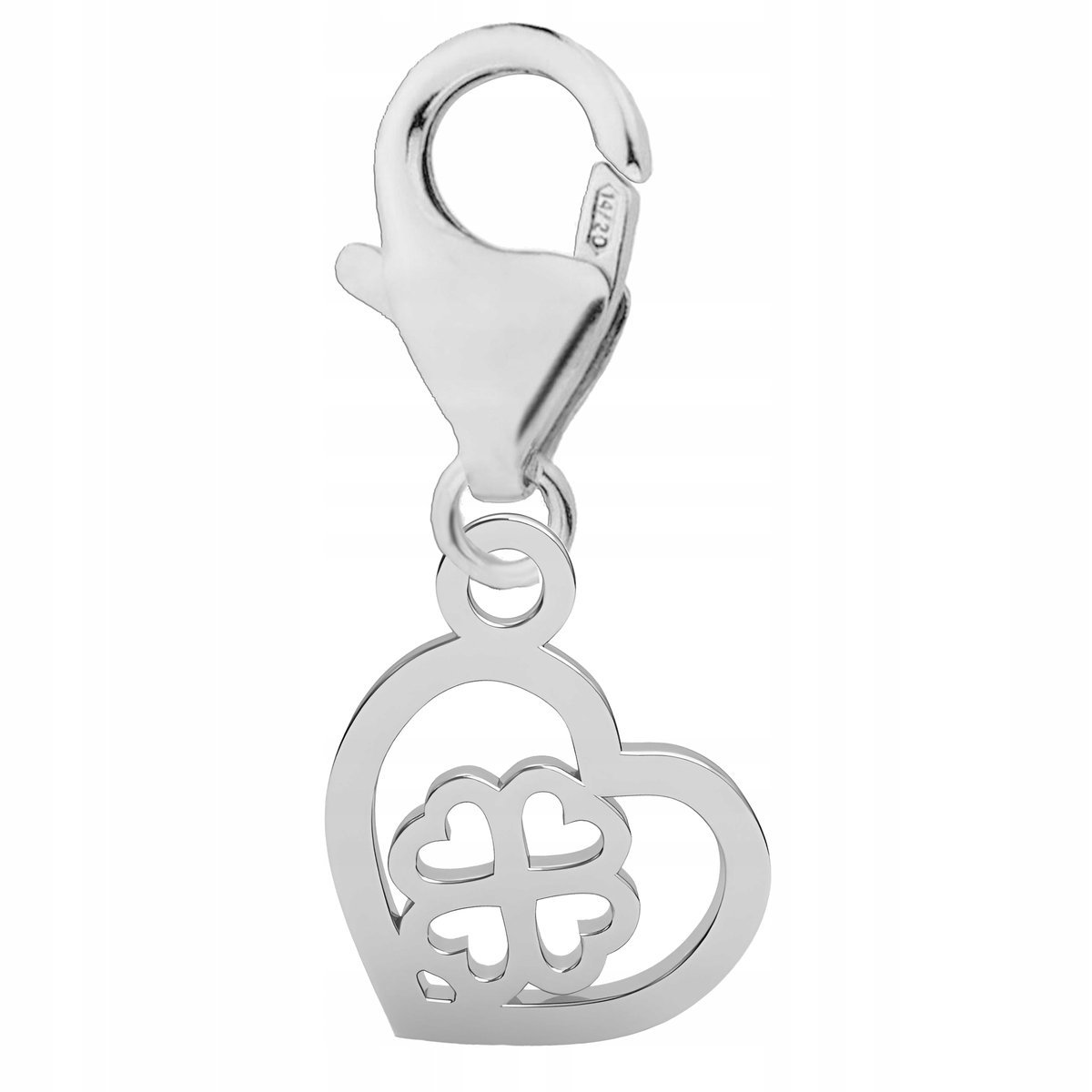 Zawieszka Srebrna Koniczyna Małe Serce z Koniczynką Koniczyna SREBRO 925