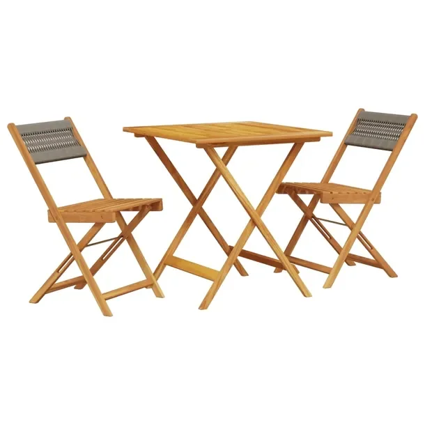Zestaw Mebli Bistro z Litego Drewna Akacjowego, Stół 70x70x75 cm, Krzesł