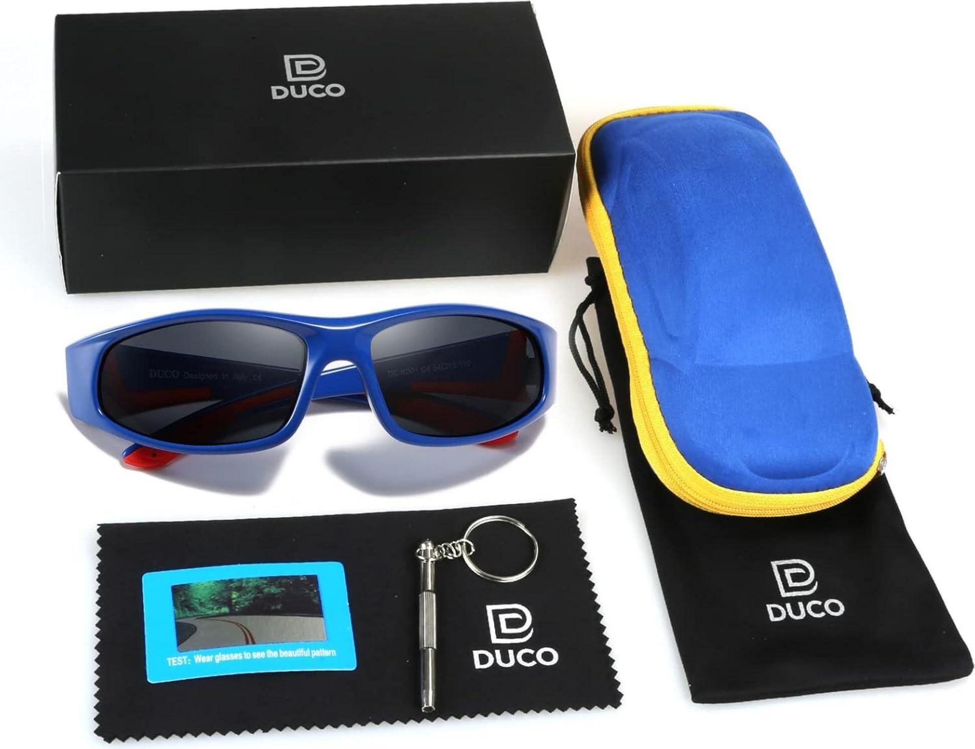 DUCO Okulary przeciwsłoneczne dla dzieci z polaryzacją Elastyczna guma UV400 30 dni zwrotu pieniędzy - Niebieski