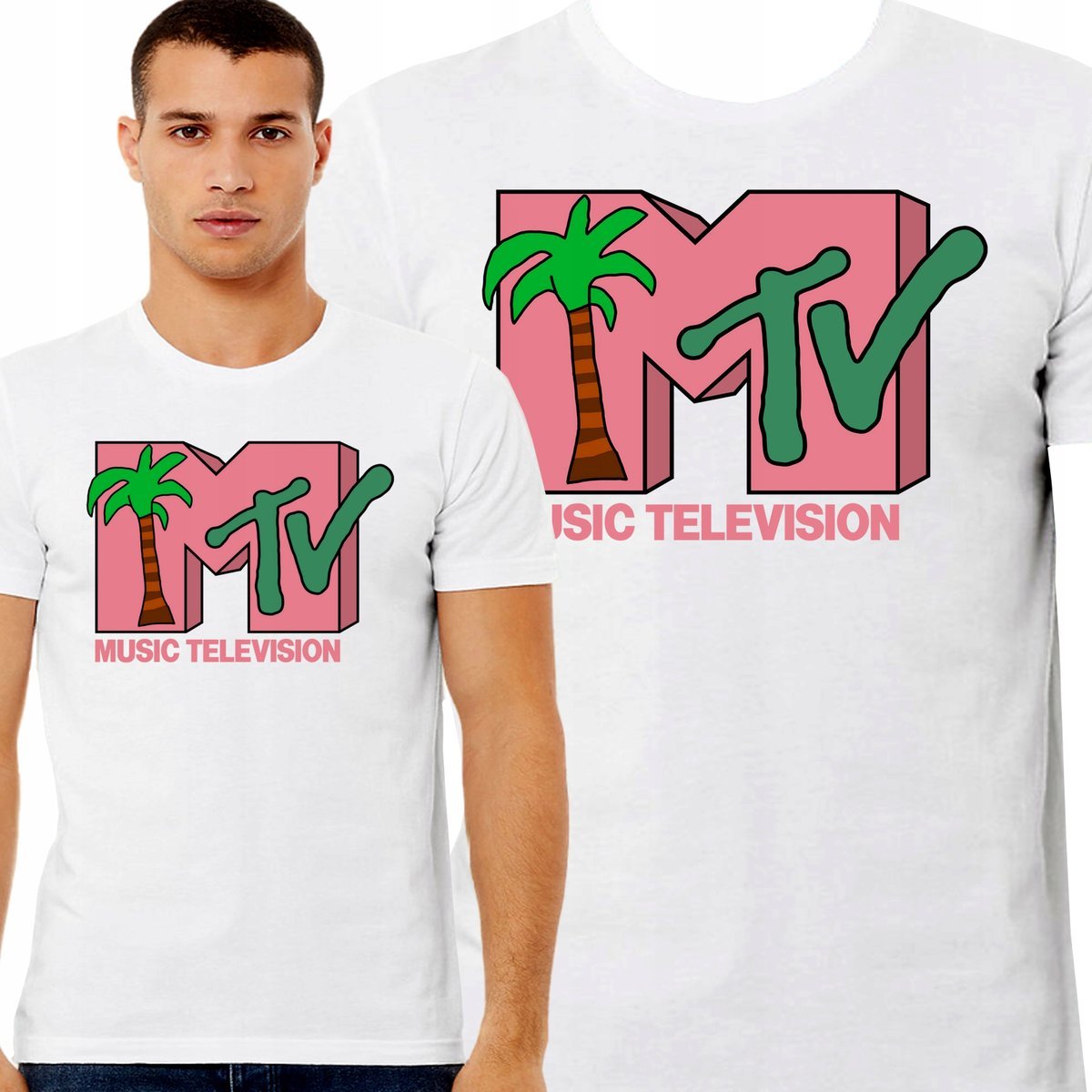 KOSZULKA MĘSKA Z NADRUKIEM MTV MUZYKA JAKOŚĆ PREMIUM PREZENT L 3401