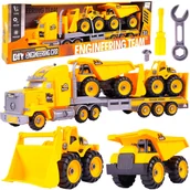 Samochody i pojazdy dla dzieci - Ciężarówka Laweta Pojazdy Budowlane Rozkręcane Xxl - miniaturka - grafika 1