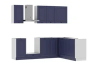 Meble kuchenne - Zestaw Mebli Kuchennych Matera 240X180 Cm L/P Mdf Folia Granatowy Mat Cichy Domyk Blum - miniaturka - grafika 1