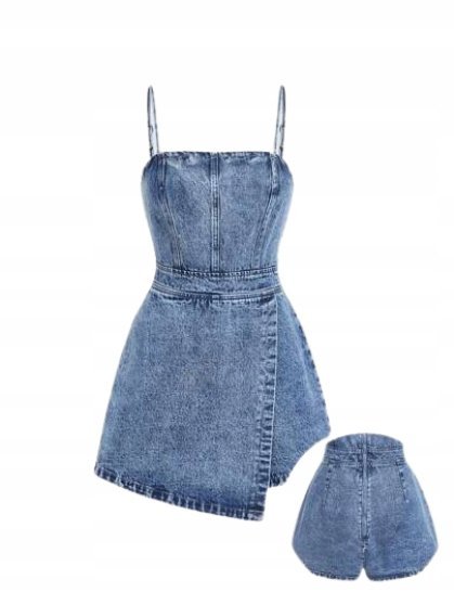 SHEIN KOMBINEZON DAMSKI NIEBIESKI JEANSOWY NA ZAMEK 36 1GA