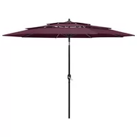 Parasole ogrodowe - vidaXL Lumarko 3-poziomowy parasol na aluminiowym słupku, bordowy, 3 m! 313872 - miniaturka - grafika 1