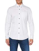 Koszule męskie - Pierre Cardin Męska koszula z długim rękawem z kołnierzem button-down, biały, S - miniaturka - grafika 1