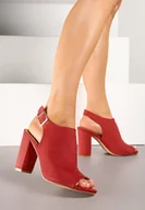Sandały damskie - Czerwone Sandały Vices na Słupku z Wkładką ze Skóry Naturalnej Feladriela - miniaturka - grafika 1