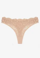 Majtki damskie - Beżowe Koronkowe Majtki Stringi z Bawełny Venalora - miniaturka - grafika 1