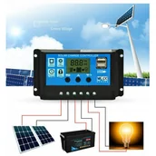 Panele fotowoltaiczne - Regulator ładowania PWM 10A 12V/24V 2xUSB - miniaturka - grafika 1