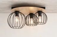 Lampy sufitowe - Sigma czarna lampa sufitowa loft 32356 CYBER 3 KOŁO potrójny krótki żyrandol z drewnem do niskiego pomieszczenia 32356 - miniaturka - grafika 1