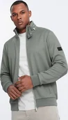 Kurtki męskie - Kurtka męska Ombre Męska kurtka z wysokim kołnierzem i polarowym wnętrzem khaki V3 OM-JANP-0154 L - miniaturka - grafika 1
