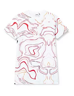 Sukienki - FILA Dziewczęca tabliczka AOP Tee sukienka, White Colour Waves Aop, 146/152 cm - grafika 1