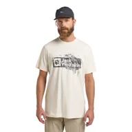Koszulki męskie - Męska koszulka z krótkim rękawem Jack Wolfskin BRAND T M WOOD Cotton white - XL - miniaturka - grafika 1