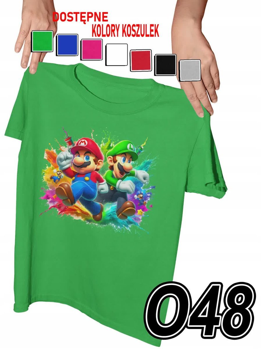 Koszulka Dziecięca Z Nadrukiem Super Mario Luige Gry Różne - L 146-152