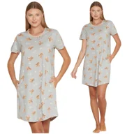Bielizna nocna - KOSZULA NOCNA DAMSKA MORELLA BAWEŁNIANA KRÓTKI RĘKAW KRÓTKA LETNIA WYGODNA ELEGANCKA KOBIECA PRZED KOLANO XL - miniaturka - grafika 1