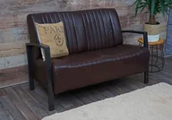 Sofy i kanapy - sofa 2-osobowa HWC-H10, sofa 2-osobowa, metalowa sztuczna skóra, industrialny design ~ vintage brązowy - miniaturka - grafika 1