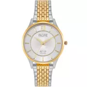 Zegarki damskie - Srebrno-złoty damski zegarek ze szkłem szafirowymPACIFIC S6027-04 - miniaturka - grafika 1