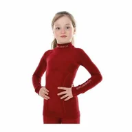 Bielizna sportowa damska - Bluza dziewczęca Brubeck z Wełną Merino Active Wool Bordowy - miniaturka - grafika 1