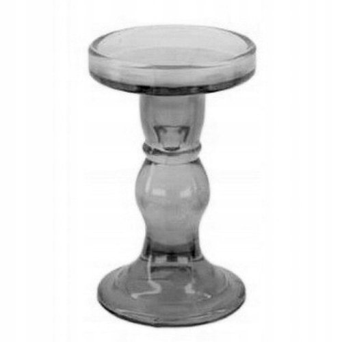 Świecznik szklany na świece stołowe i grube Dekoracja 8,5x14cm Szary