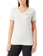 Koszulki i topy damskie - Champion Legacy American Classics W-Script Logo Light Cotton Jersey S-s Regular V-Neck Koszulka damska, Srebrny Szary, L - miniaturka - grafika 1