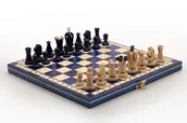 Gry planszowe - Szachy Królewskie intarsjowane druk niebieskie/dąb-brzoza//producent - miniaturka - grafika 1