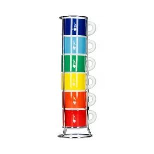 Bialetti Zestaw filiżanek do espresso na stojaku Color 6 sztuk 8427-uniw - Filiżanki - miniaturka - grafika 1