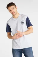 Koszulki męskie - LEE COLOURBLOCK TEE MĘSKI T-SHIRT RELAXED FIT SHARP GREY MELE L60ERE03 112113342 - Lee - miniaturka - grafika 1