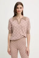 Koszulki i topy damskie - Silvian Heach polo z domieszką lnu CHATZID damski kolor różowy GPA25202PO - miniaturka - grafika 1