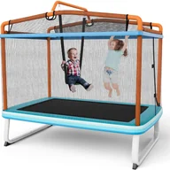 Trampoliny - Trampolina dziecięca 3 w 1, drążek do ćwiczeń, trampolina fitness z siatką zabezpieczającą i osłoną krawędzi, trampolina do użytku wewnątrz i na - miniaturka - grafika 1