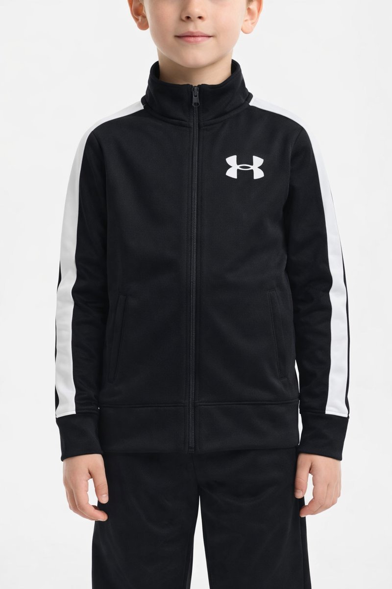 UNDER ARMOUR CZARNA BLUZA DZIECIĘCA Z BIAŁYM PASKIEM 158-170 1I2B