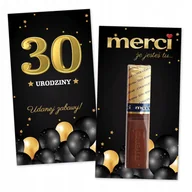 Bombonierki i czekoladki - 10x PODZIĘKOWANIA DLA GOŚCI merci NA 30 URODZINY 10 sztuk - Złote balony - miniaturka - grafika 1