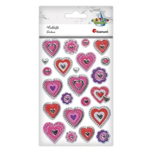 Naklejki foliowe serca mix 23szt - Titanum - Szkolne artykuły papiernicze - miniaturka - grafika 1