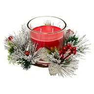 Świece - Feeric Christmas - Czerwona świeca zapachowa Środek stołu Szklany słoik z dekoracjami Liście 210 G - miniaturka - grafika 1