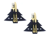 Dekoracje i nakrycia stołu na imprezę - Etui na sztućce ze sztywnego filcu - Choinka - 2 szt. - miniaturka - grafika 1